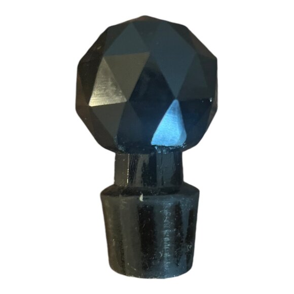 Amber Decanter, Vase Skinny Neck Round Bottom, Metal Accent Ring 7" Tall Stopper - Picture 9 of 9